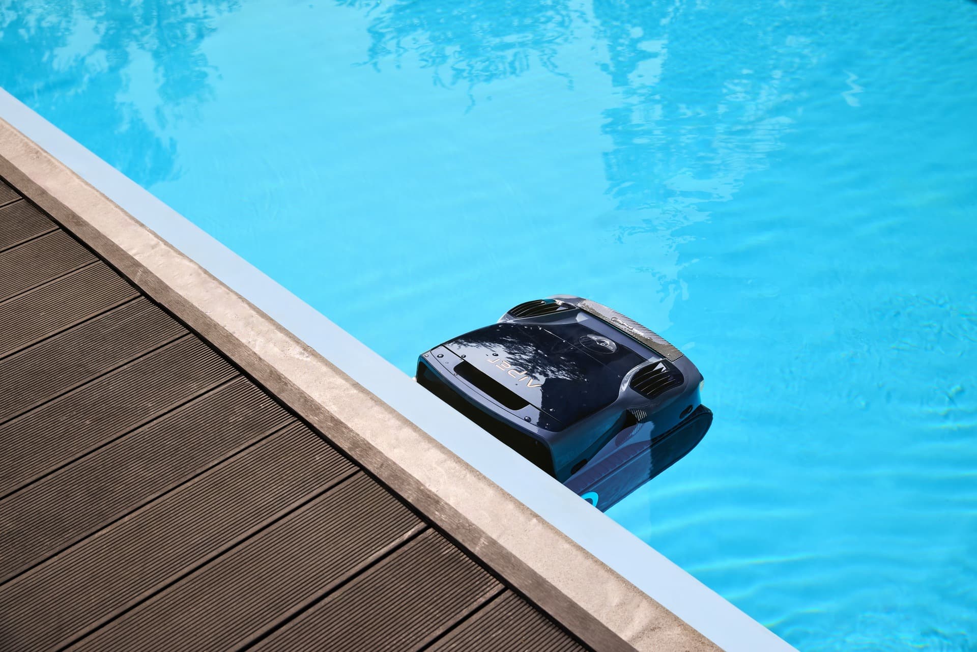 Buildup and debris at the pool waterline