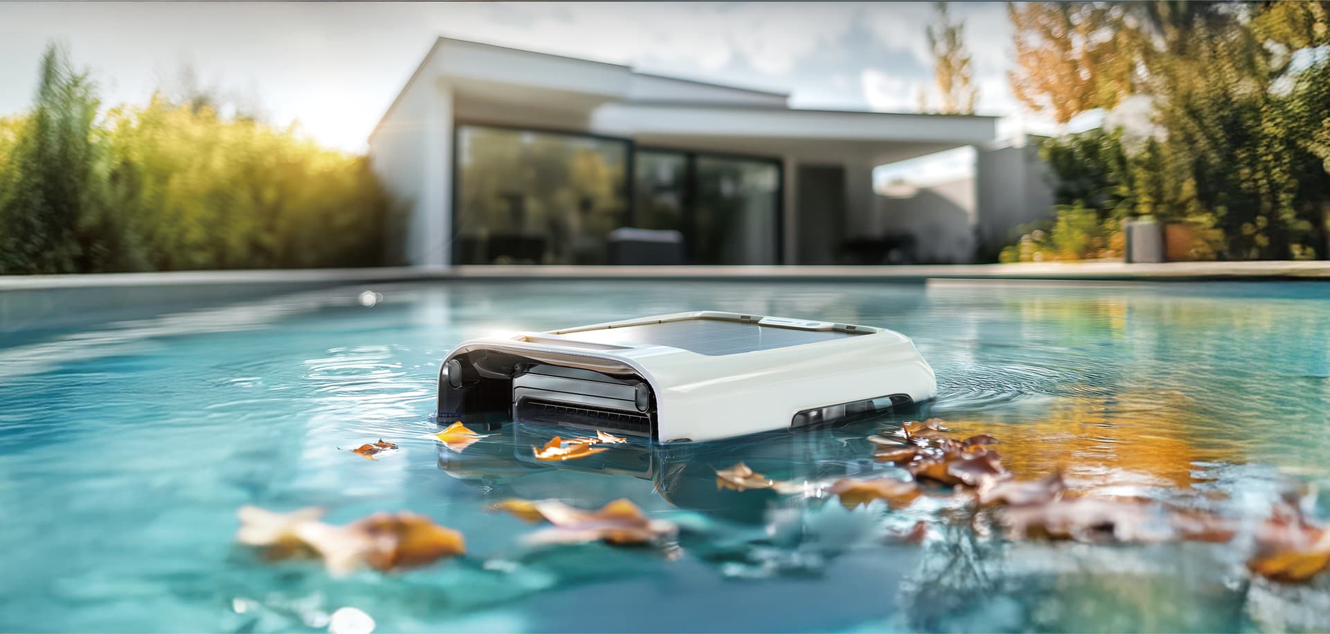Betta robotic surface skimmer on a pool